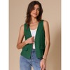 INSPIRE CHIC Women's Casual Linen Loose Faux Flap Pocket Lightweight Blazer Vest - 2 of 4