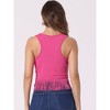 INSPIRE CHIC Women's Ribbed Knit Crew Neck Sleeveless Crop Tassel Trim Tank Tops - 3 of 4