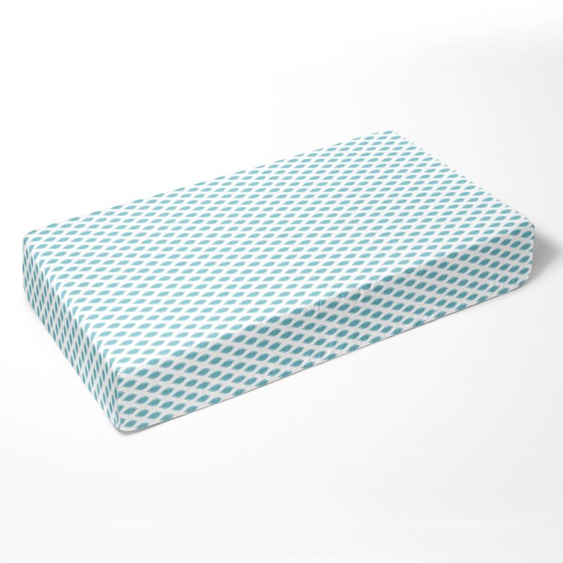 Bacati - Aqua Leaves Printed 100 percent Cotton Universal Baby US Standard Crib or Toddler Bed Fitted Sheet, 2 of 7