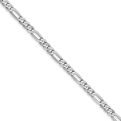 Black Bow Jewelry 2.75mm, 14k White Gold, Flat Figaro Chain Necklace