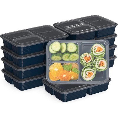 20-Piece 3-Compartment Reusable Meal Prep Containers with Lids, PFAS & BPA Free