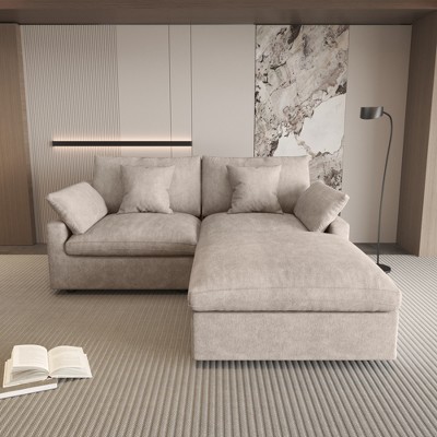 WJShome Cloud Couch Modular Sectional Sofa,82.68" L Shaped Couch,Down Filled Convertible Wide Seater,2 Seater+Ottoman,Covers Washable&Replaceable