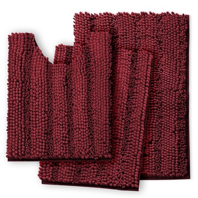Hearth & Harbor Striped Bathroom Rug set, Ultra Soft Chenille Bathroom Rugs