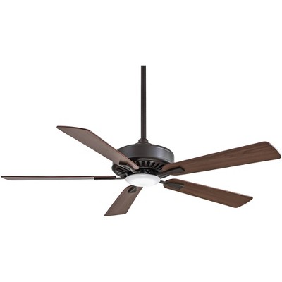 52" Minka Aire Farmhouse Indoor Ceiling Fan LED Light Remote Control Oil Rubbed Bronze Maple Walnut Etched Glass for Living Room