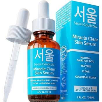 Seoul Ceuticals Korean Acne Serum, Skin Care Treatment for Acne Prone Skin - Rapid Action Salicylic Acid, Tea Tree & Clove For Even Skin Tone 1oz