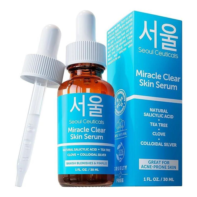 Seoul Ceuticals Korean Acne Serum, Skin Care Treatment for Acne Prone Skin - Rapid Action Salicylic Acid, Tea Tree & Clove For Even Skin Tone 1oz, 1 of 7