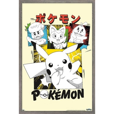 Trends International Pokémon - Pikachu, Eevee, And Its Evolutions Framed  Wall Poster Prints Barnwood Framed Version 14.725 X 22.375 : Target