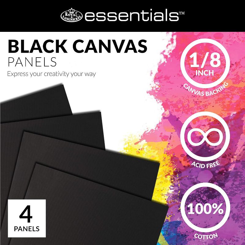 Royal & Langnickel Essentials 8" x 10" Black Art Canvas Board, 4Pk, 2 of 6