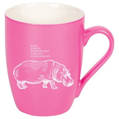 Elanze Designs 10 Ounce Ceramic Decorative Laser Engraved Giftable Novelty Tea Coffee Cup Mug Princess Pink Hippo Wise Fierce Determined Curious