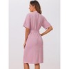 cheibear Women's After Shower Short Sleeve Self Tie Loose with Pocket Robe - 4 of 4