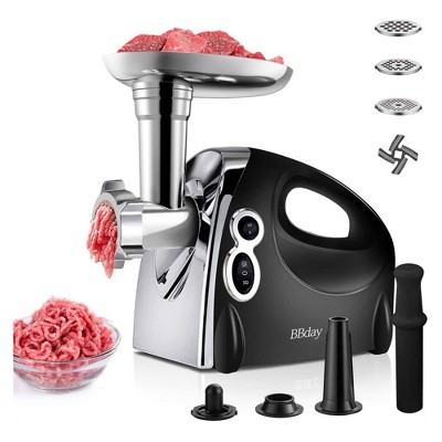 BBday Electric Multifunctional Heavy Duty Meat Grinder and Mincer with 3 Grinding Plates, Stainless Steel Blade, and Kubbe and Sausage Kit