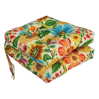 Blazing Needles, 16-inch Spun Polyester Patterned Outdoor Square Tufted Chair Cushions (Set of 2)