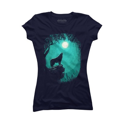 Junior's Design By Humans Wolf Howl On A Moonlit Forest Night By T-Shirt