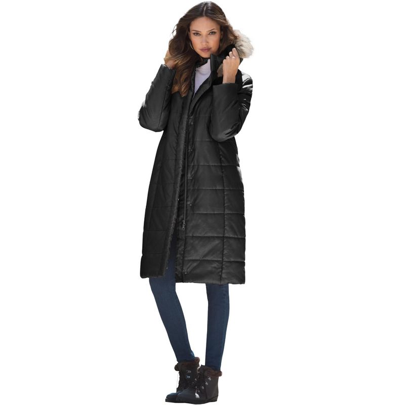 Roaman's Women's Plus Size Mid-Length Quilted Puffer Jacket, 1 of 2