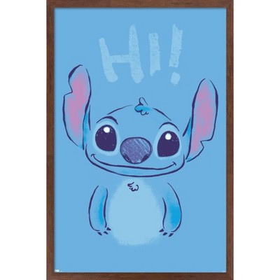 Trends International Disney Lilo and Stitch - Sitting Framed Wall Poster  Prints Mahogany Framed Version 22.375 x 34