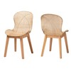bali & pari Sabelle Japandi Natural Brown Mahogany and Rattan 2-Piece Dining Chair Set - 2 of 4