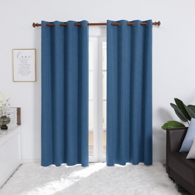 Deconovo 100% Blackout Faux Linen Curtains 2 Panels – Multiple Sizes