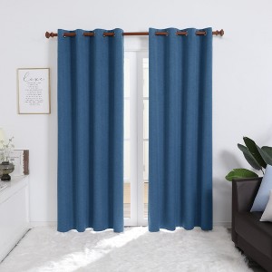Deconovo 100% Blackout Faux Linen Curtains 2 Panels – Multiple Sizes - 1 of 4