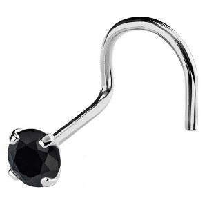 Jewelry Avalanche 22G 14K Gold Nose Screw Nose Stud with Black Diamond - 1 of 2