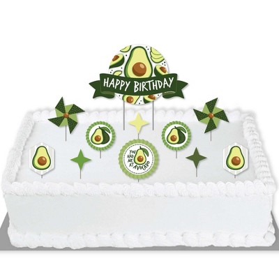 Big Dot of Happiness Hello Avocado - Fiesta Birthday Party Cake Decorating Kit - Happy Birthday Cake Topper Set - 11 Pieces