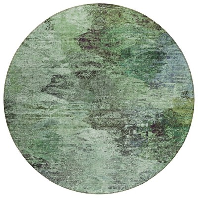 Green And Brown Abstract Washable Indoor Outdoor Area Rug