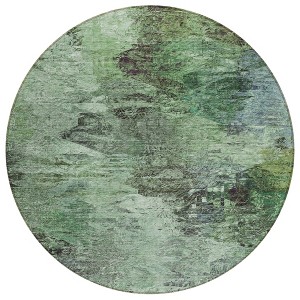 Green And Brown Abstract Washable Indoor Outdoor Area Rug - 1 of 4