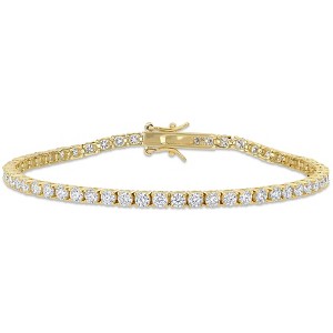 EVERLY JEWELRY |  Yellow Plated Sterling silver  5 1/10 CT DEW Created Moissanite-White Tennis Bracelet - 1 of 4