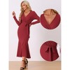Allegra K Women's Floor Length Fishtail Bodycon Mermaid Long Maxi Dress with Belt - 2 of 4