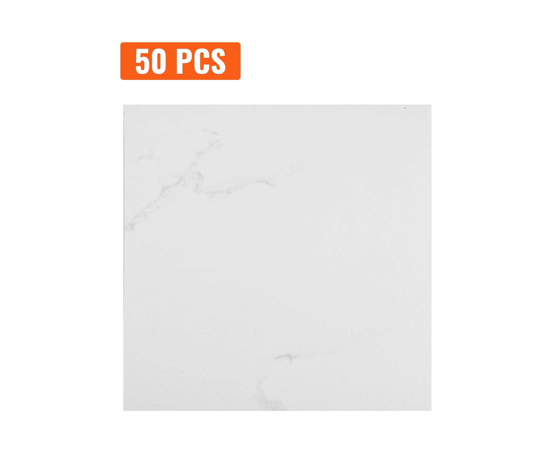 VEVOR Self Adhesive Vinyl Floor Tiles 12 x 12 inch, 50 Tiles 1.5mm Thick Peel & Stick, White Marble Texture DIY Flooring for Kitchen, Dining Room