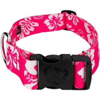Country Brook Petz 1 1/2 Inch Deluxe Pink Hawaiian Dog Collar
