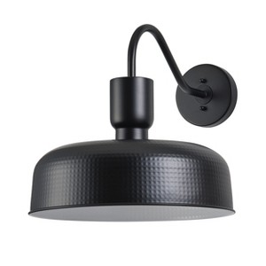 Dewdrop Outdoor Wall Light, Industrial Farmhouse Black Metal Sconce with Dome Shade for Porch Garage Entryway - 1 of 4