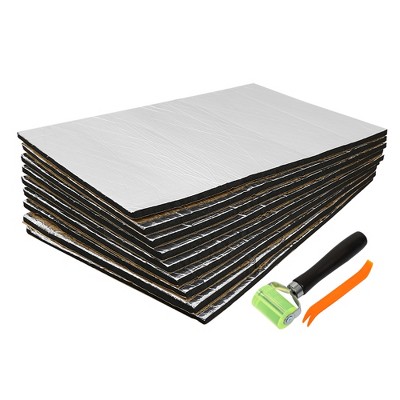 Unique Bargains Door Hood Engine Heat Insulation Car Sound Insulation Mat 20"x12"x0.39" Silver Tone 9 Pcs