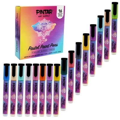 Pintar Art Supply 16 Pack Acrylic Premium Pastel Paint Pens Medium Tip 5.0mm