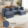 Whisen 112" Modern Design Modular Sofa Couch Upholstered Corduroy L-Shape Sectional Sofa with Two Movable Ottomans and Side Storage Pockets - 4 of 4