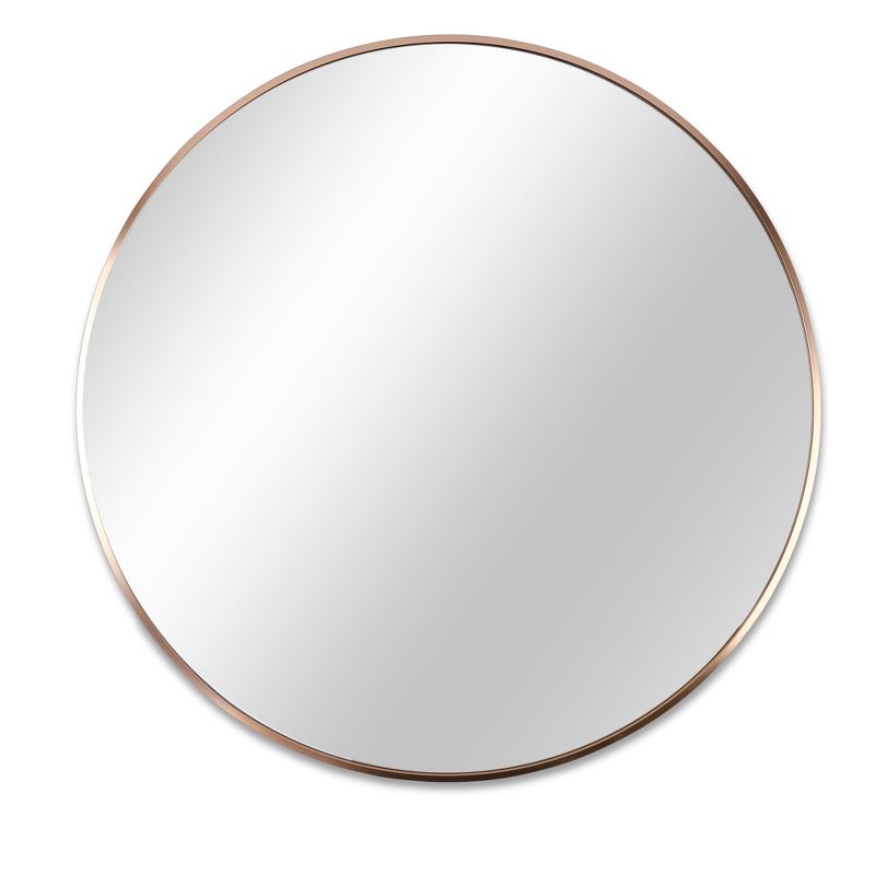 Serio Circle Brushed Aluminum Frame Large Circle Gold Round Wall Mirror -The Pop Home, 2 of 8