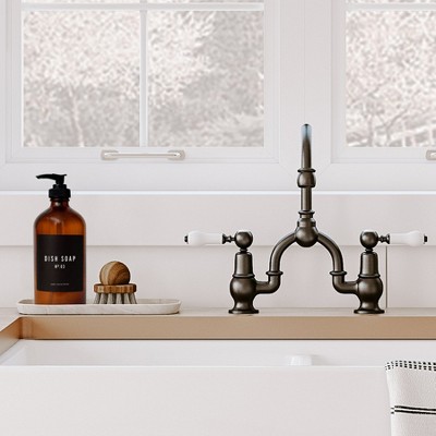 Amber Glass Black Label Dish Soap Dispenser - 16oz