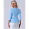 INSPIRE CHIC Women's 3/4 Sleeve Belted Elegant Business Work Peplum Top - 3 of 4