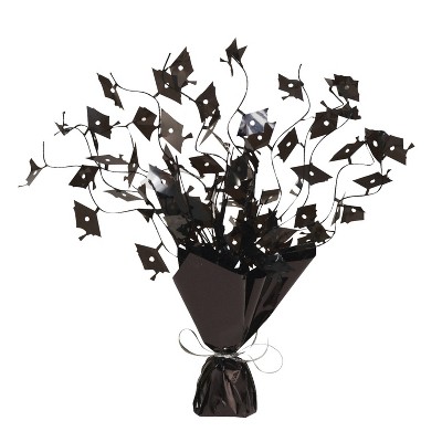 3ct Foil Spray Mortarboard Graduation Centerpieces Black