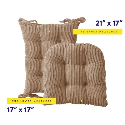 Taupe Velvet Ribbed Rocking Chair Cushion Set with Ties