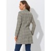 Allegra K Women's Double Breasted Notched Lapel Plaid Overcoat with Pockets - 4 of 4