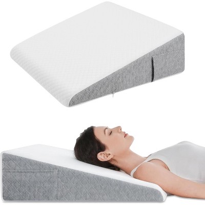 Runesay White Bed Wedge Pillow with Soft Memory Foam and Washable Cover