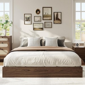 Wood Platform Bed Frame,Wooden Bed Frame Without Headboard, Wood Slat Support, California King/King/Queen/Full/Twin XL/Twin - 1 of 4