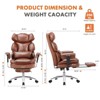 Executive Home Office Desk Chair Ergonomic High Back with Footrest & Lumbar Support, Reclining Height Adjustable PU Leather with Swivel Wheels - 2 of 4