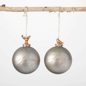 Joy Peace Finial Ornament Multicolor 5.5"H Glass Set of 2 - 1 of 2