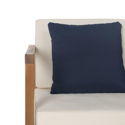 Montez 4-Piece Teak Brown and Beige Outdoor Set with Accent Pillows