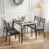 5 Pieces Metal Frame Square Dining Table Set with 4 Chairs for Home, Office, Restaurant, Easy Clean - 3 of 4