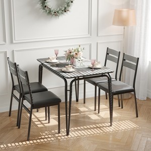 Dining Table for 4,Small Table & Chairs Set of 4,Square Dinette Set with 4 Chairs,5 Piece Kitchen & Dining Room Sets for Small Space,Apartment - 1 of 4