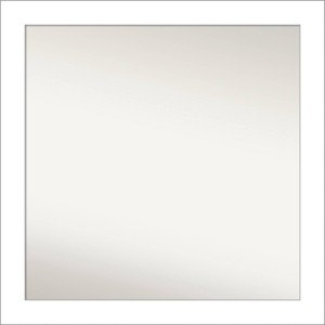 30" x 30" Non-Beveled Wedge White Bathroom Wall Mirror - Amanti Art: Modern Square Vanity, Includes Mounting Hardware - 1 of 4