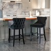 FONTOI 2PCS Velvet Upholstered Wing-Back Barstools with Button Tufted Decoration, Leisure Style Bar Chairs with Nailhead Trim, Black, 19"*37"*22" - 2 of 4