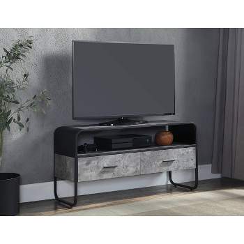 39" Raziela TV Stand and Console Concrete Gray and Black Finish - Acme Furniture
